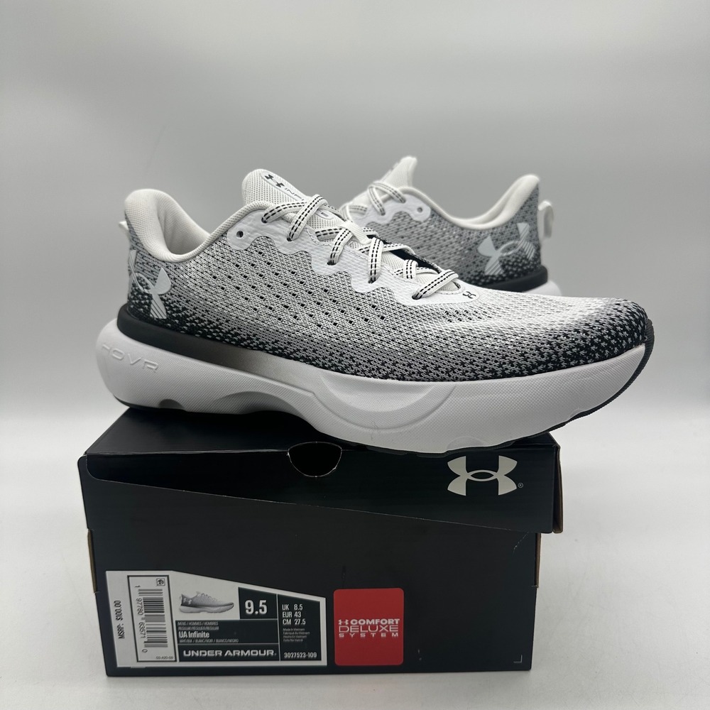 Under Armour 3027523-109 Mens Size 9.5‎ HOVR Infinite White/Black Running Shoes